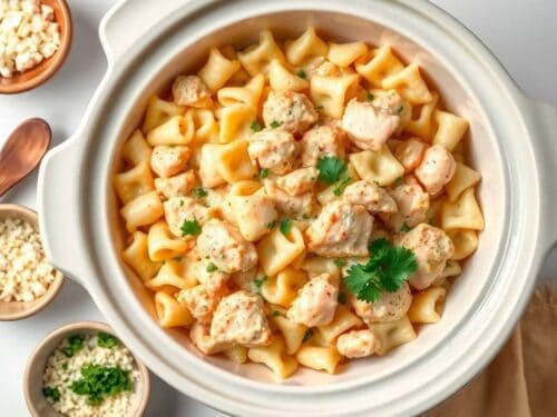 CROCKPOT GARLIC PARMESAN CHICKEN PASTA 500x375 1