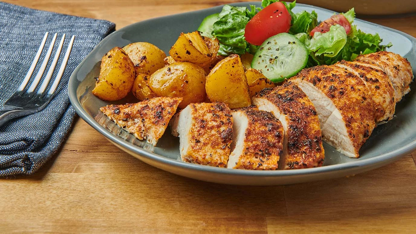 Air Fryer Chicken Breast and potatoes