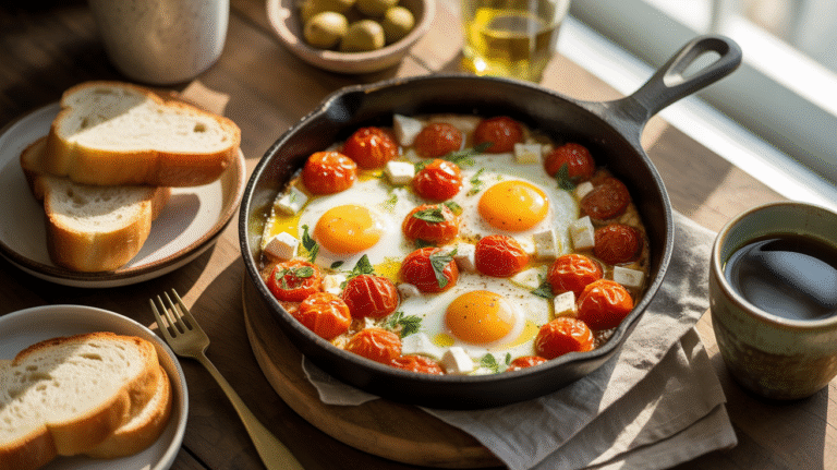 Baked Eggs with Tomatoes and Feta Cheese — A Mediterranean Breakfast Classic Made Simple
