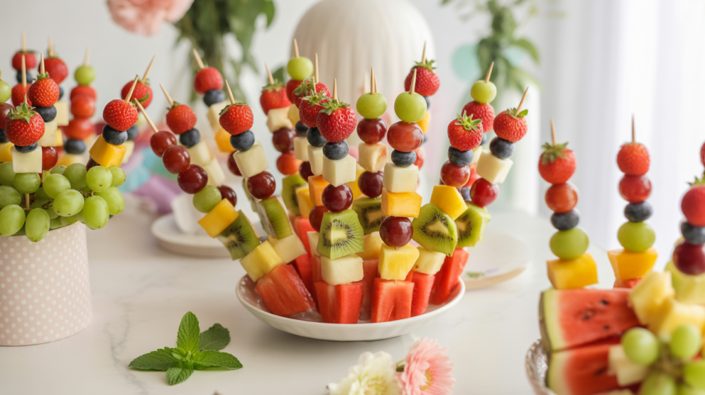 15 Best Fruit Skewers for Parties That Look Too Cute to Eat 1 Fruit Skewers for Parties