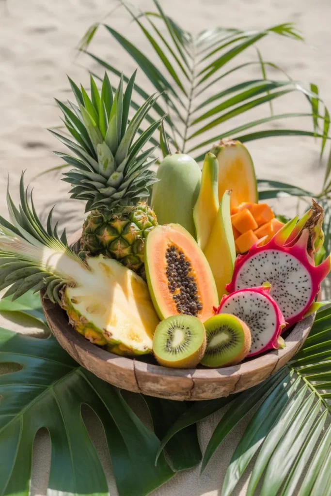 15 Fruit Arrangements for Party: Stunning Ideas to Impress Guests Without Stress 3 a luxurious tropical fruit bowl filled w 0bMj7GDAXkeD2NEMxRTZlw XFsrpbPLRFC1ruoBTzMdww cover