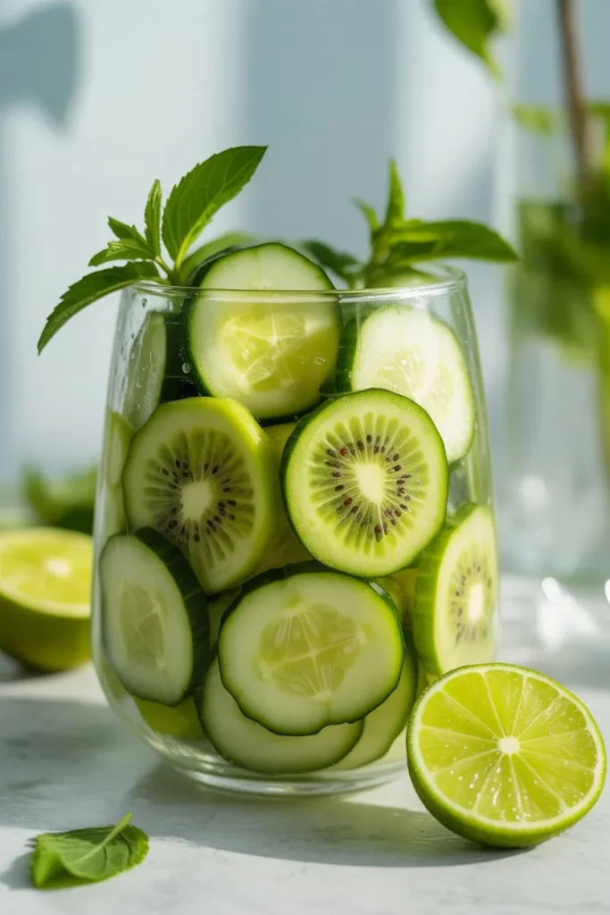 12 Green Fruit Salad Recipe ideas: Fresh, Healthy & Easy Ideas for Everyday Eating 4 a refreshing cucumber and kiwi salad in Sb7 y4czR7SK CdzEVG4MQ rFOHxVhuQyaDjQnOkLkU2A cover