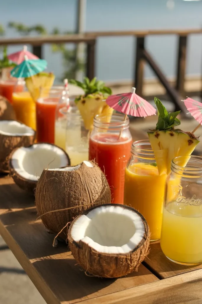 13 Tropical Birthday Party Ideas: Create a Vibrant Island-Inspired Celebration at Home 6 a tropical drinks station with colorful 0m3UXDsVTIWPo0X5YcDlwg 5fJeSl4SdOuVkqqxG4l7w cover