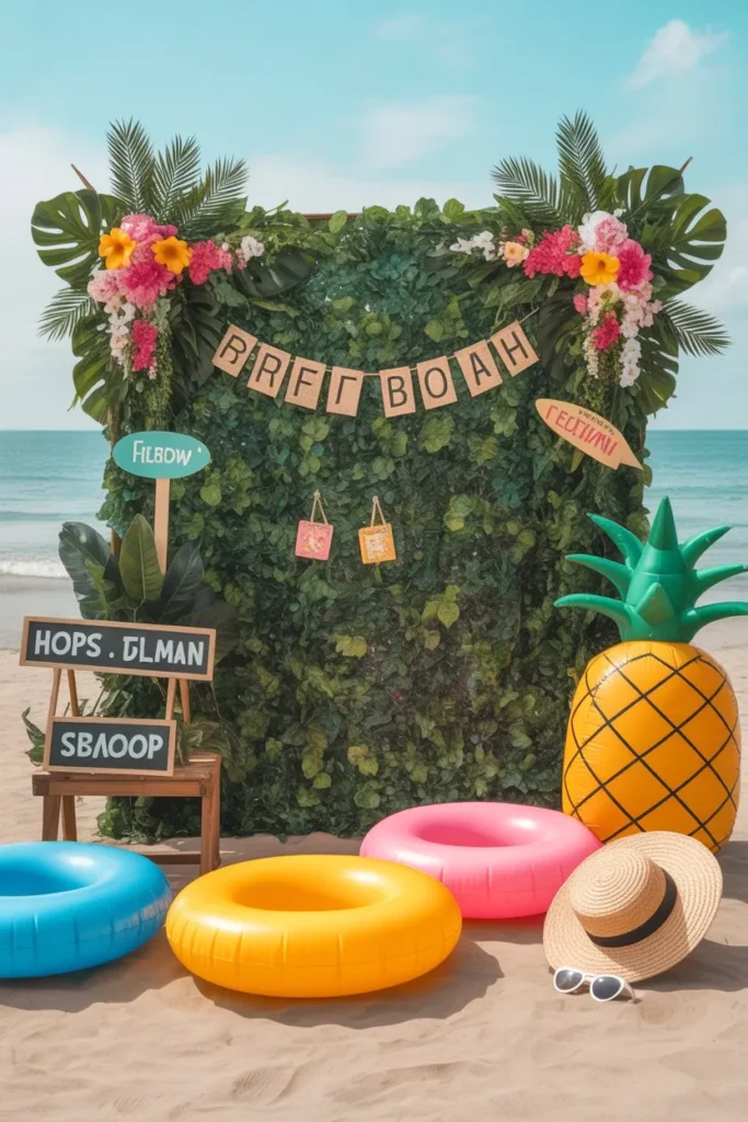 13 Tropical Birthday Party Ideas: Create a Vibrant Island-Inspired Celebration at Home 5 a tropical photo booth setup with a leaf mg6PxZCvSoOtWsrusvOliA IuelTg4vT SYF1wZCyLNIA cover