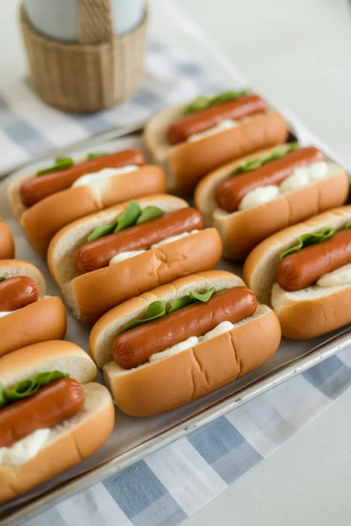 17 Birthday Party Snacks Ideas That Make Planning Easy, Fun, and Stress-Free 14 bite sized mini hot dogs served on a tra IG3hAf3JT qzXwg7yk8KPw iY53LNzGQh6peT7zXzpeAQ cover