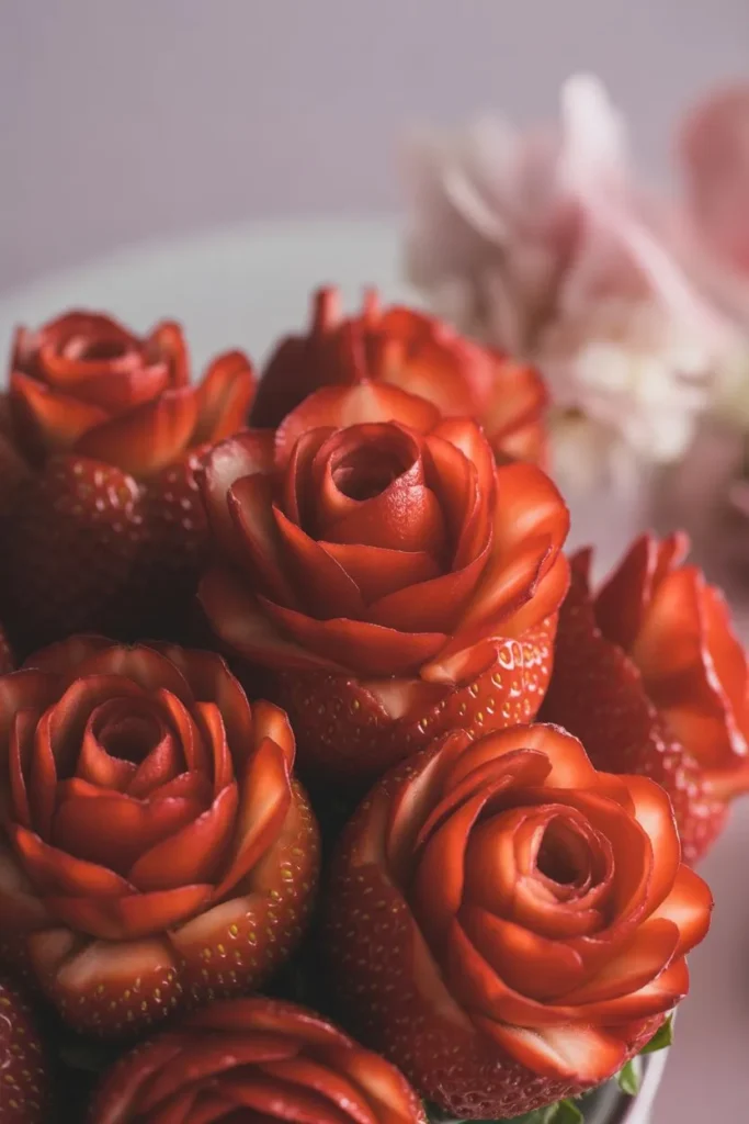 10 Fruit Carving Ideas: Stunning, Easy Designs Anyone Can Master at Home 5 close up of strawberries carved into rea pQqGXtQRReemw uKv26GPw jHxOVLx6RDSRpLSEgliTKg cover