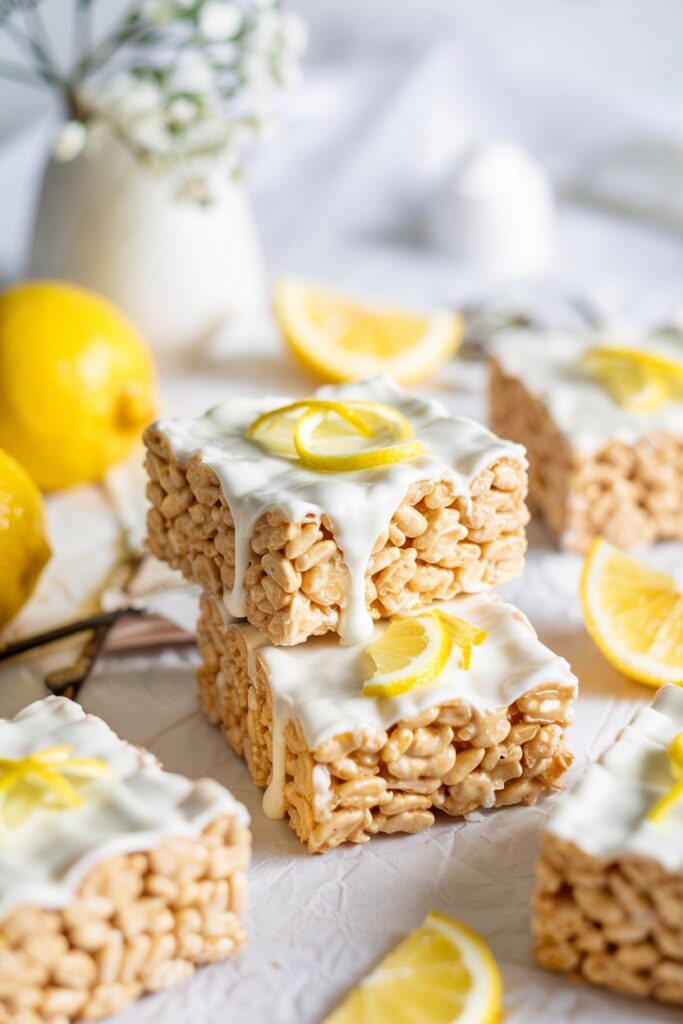 12 Homemade Rice Krispies Treats Recipes That Will Ruin Every Store-Bought Version for You 10 fresh lemon glazed rice krispies treats XJJ4TiolUH2D1QsJp bh6A NjSoDLIUTW6fMudNri5R5A cover
