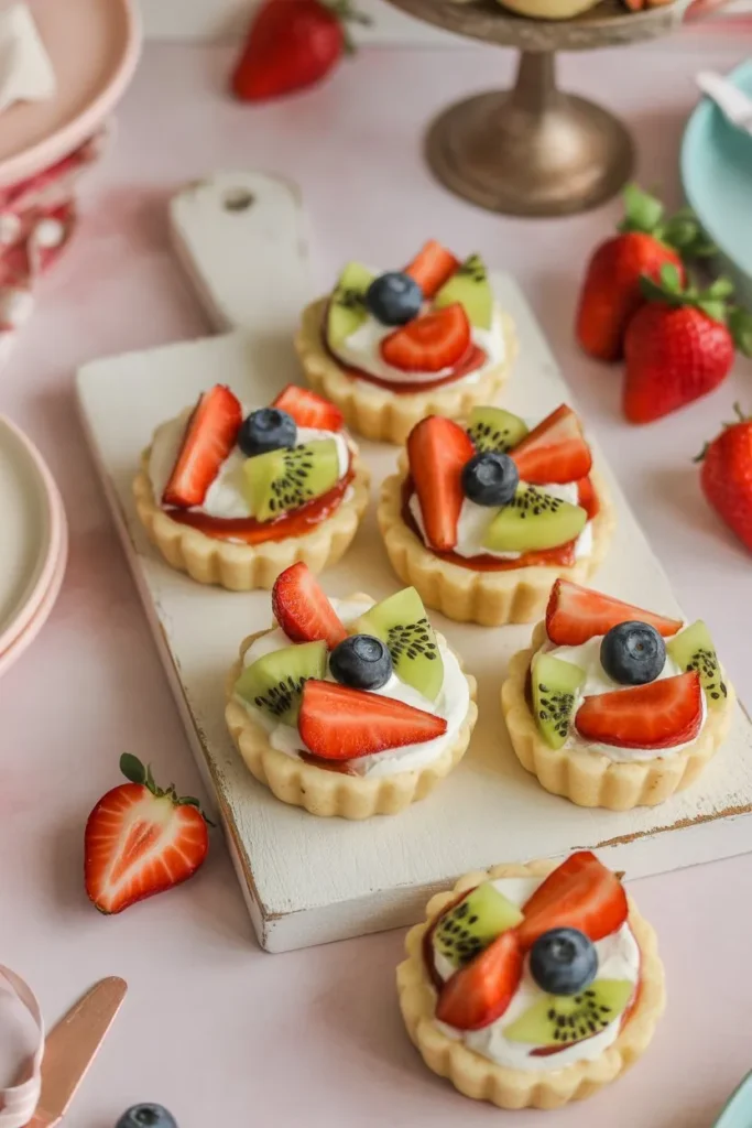 14 Fruit Pizza Recipe with Cream Cheese: The Ultimate Guide to Sweet, Fresh & Irresistible Desserts 7 mini fruit pizzas arranged on a serving Rdw9j0nKSVO6EkEEhVTfhQ x6331ibcQOWlwU UO1rgGA cover