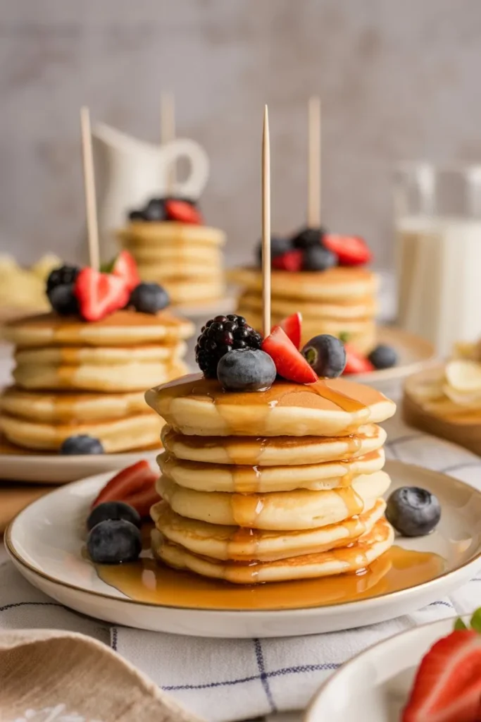 17 Birthday Party Snacks Ideas That Make Planning Easy, Fun, and Stress-Free 11 small pancake stacks layered and held wi H9AYS7RCRdufqNDRrqsSsA ctTVQxQqT7mR21sX9XxC5Q cover