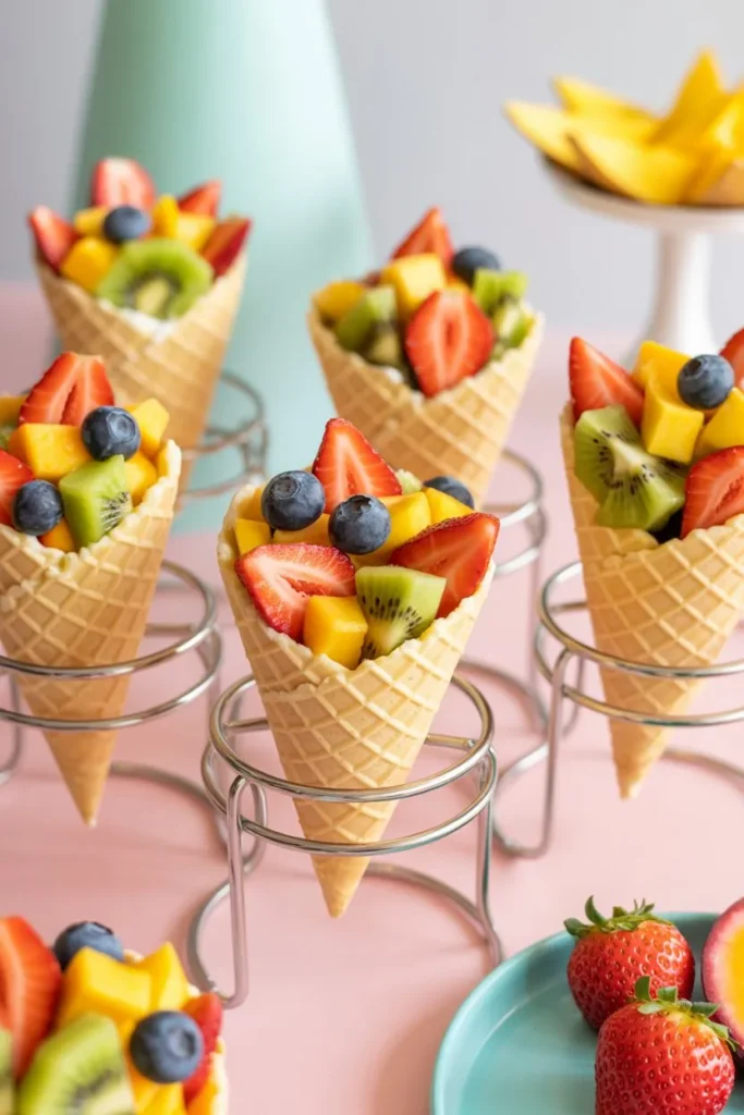 15 Fruit Arrangements for Party: Stunning Ideas to Impress Guests Without Stress 13 waffle cones filled with colorful diced P4wPmVx0XMWrjKP7nYuqHg c6Jwop1mSAOScqlVh2SVLA cover