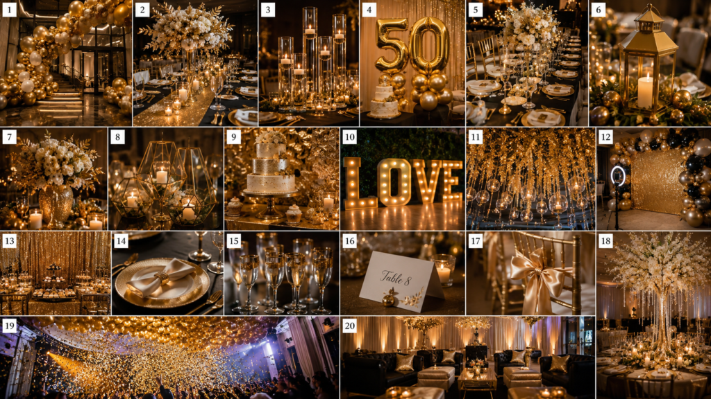 20 Gold Party Decoration Ideas That Actually Make a Room Look Expensive 1 gold party decoration