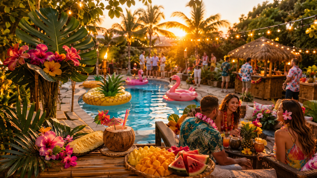 22 Aloha Themed Pool Party Ideas That Turn a Backyard Into an Island Escape 1 aloha themed pool party ideas