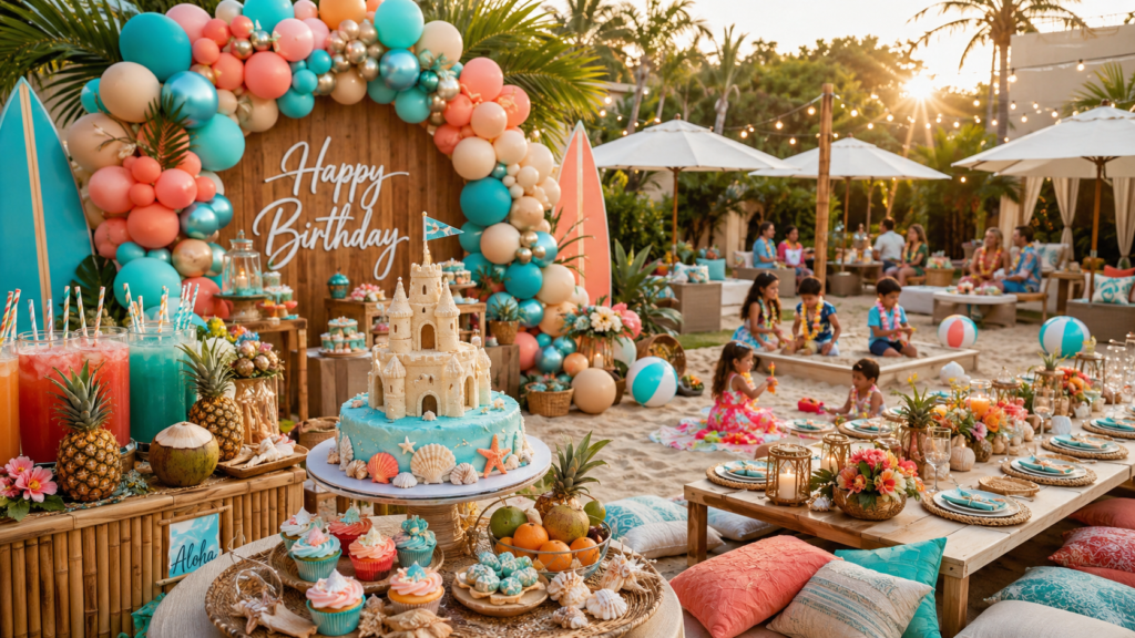 21 Beach Theme Birthday Party Ideas That Actually Work (Indoors, Outdoors, or Landlocked) 1 beach birthday party ideas