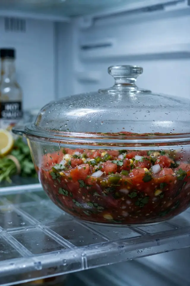 Salsa Recipes Homemade: 3 Easy Versions That Beat Anything From a Jar 4 Bowl of finished homemade salsa chilling in the refrigerator