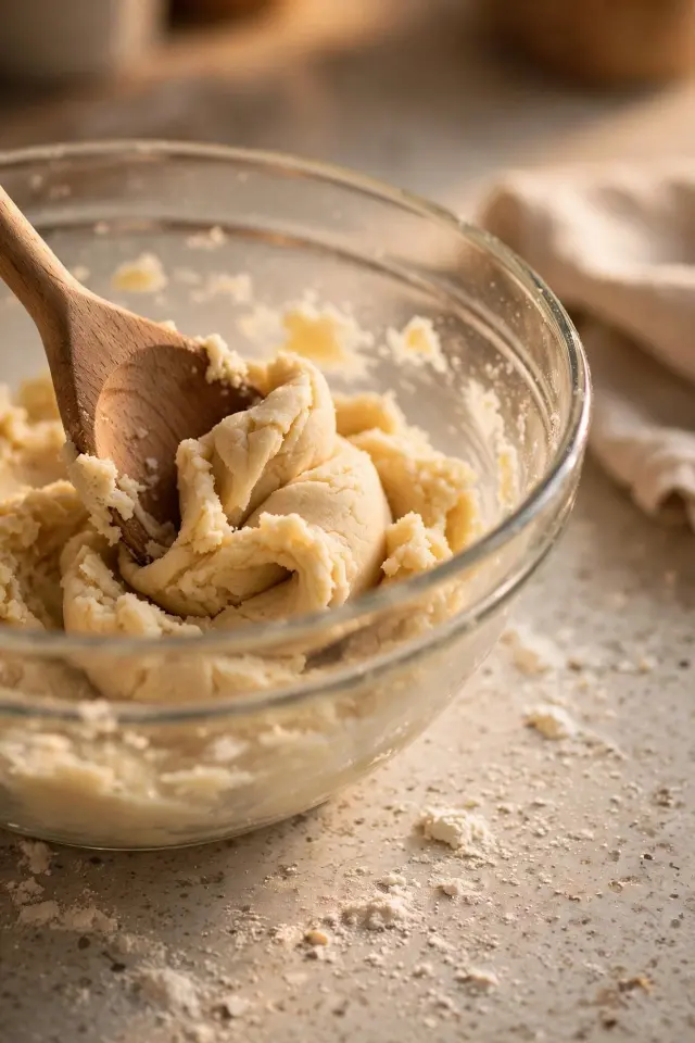 Cute Baked Goods Recipe: Mini Heart Sugar Cookies That Look Bakery-Made 2 Sugar cookie dough being mixed for a cute baked goods recipe