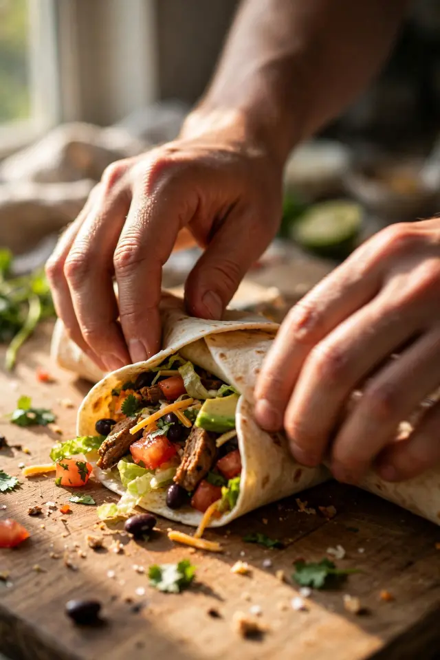 15 Kids Lunch Box Meals That Actually Come Home Empty 3 Hands rolling a tortilla wrap filled with turkey and cheese for a kids lunch box meal