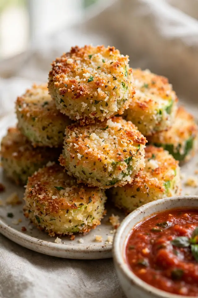 7 Football Appetizers That'll Have Your Whole Crew Fighting Over the Last Bite 8 Crispy parmesan zucchini bites appetizer with dipping sauce