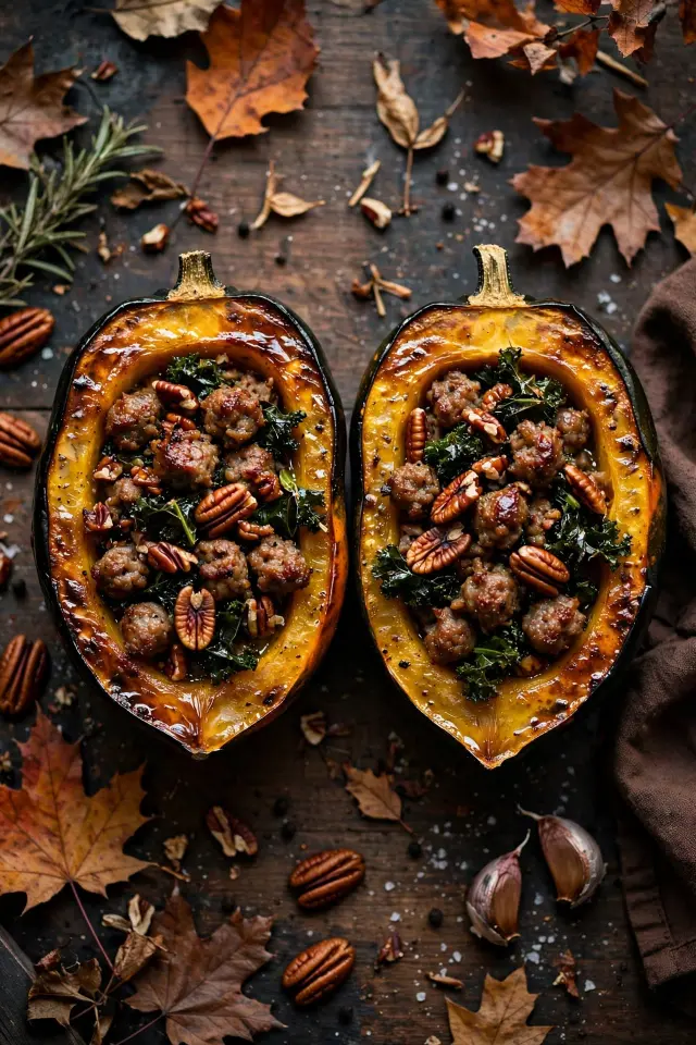 12 Fall Dinner Recipes You'll Make on Repeat All Season Long 7 Honey-roasted acorn squash stuffed with sausage and kale
