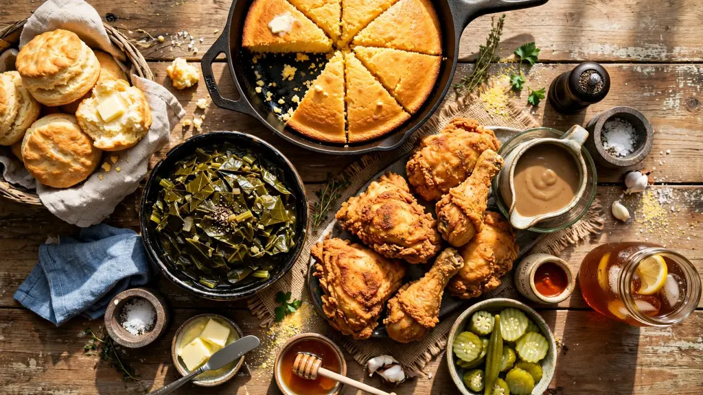 10 Dolly Parton Recipes That Bring Southern Comfort Home 1 Southern comfort food spread inspired by Dolly Parton recipes